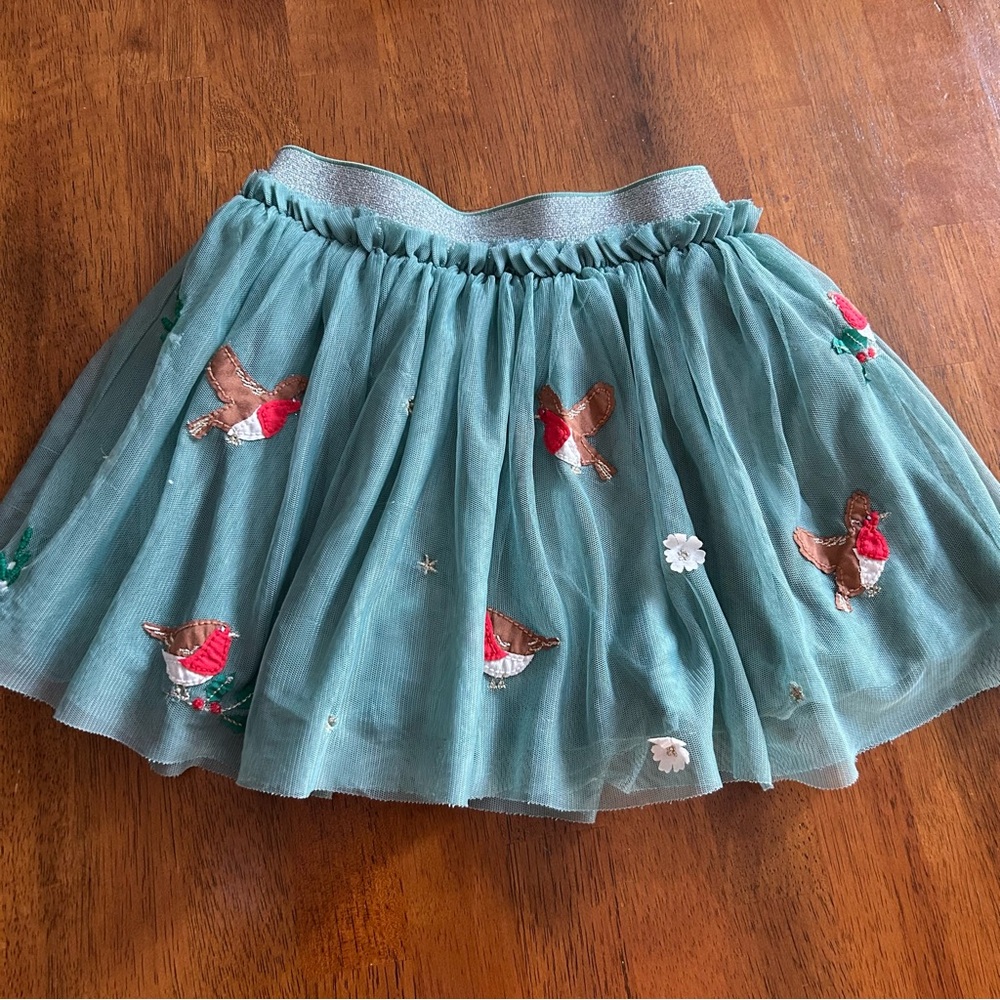 Mini Boden Robin Tulle Skirt | Girls 3–4Y | Green Bird Embroidered Tutu - Picture 11 of 11
